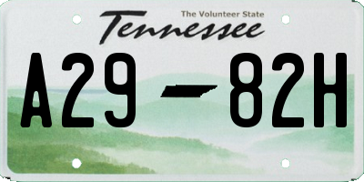 TN license plate A2982H
