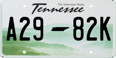 TN license plate A2982K