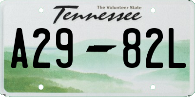 TN license plate A2982L
