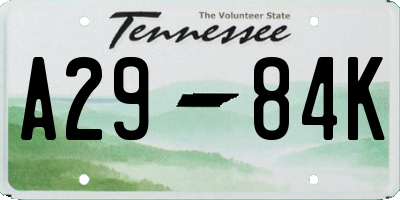 TN license plate A2984K