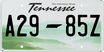 TN license plate A2985Z