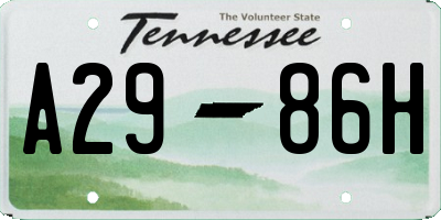 TN license plate A2986H