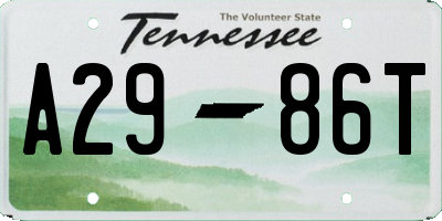 TN license plate A2986T