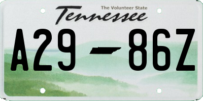 TN license plate A2986Z