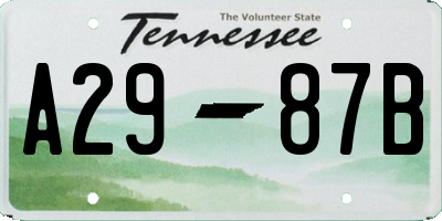 TN license plate A2987B