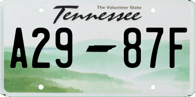 TN license plate A2987F