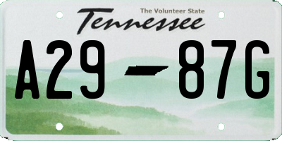 TN license plate A2987G