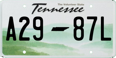 TN license plate A2987L