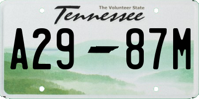 TN license plate A2987M