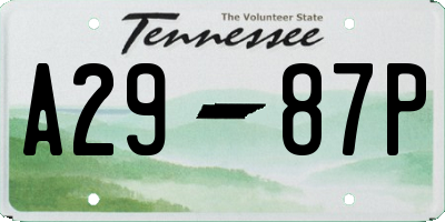TN license plate A2987P