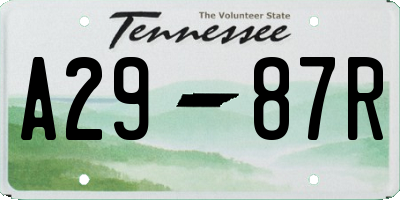 TN license plate A2987R