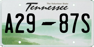 TN license plate A2987S