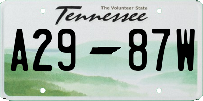 TN license plate A2987W