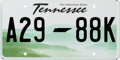 TN license plate A2988K