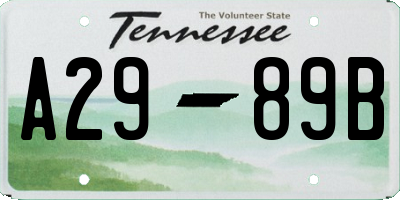 TN license plate A2989B