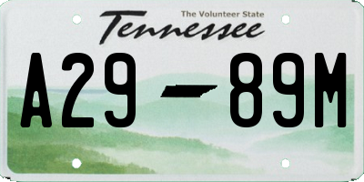 TN license plate A2989M