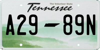 TN license plate A2989N