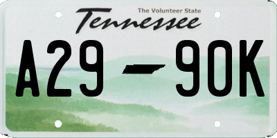 TN license plate A2990K