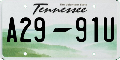 TN license plate A2991U