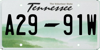 TN license plate A2991W