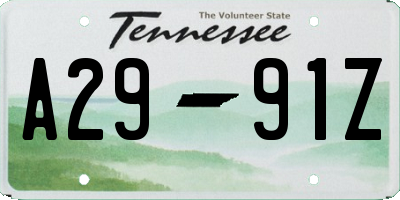 TN license plate A2991Z