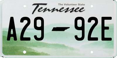 TN license plate A2992E