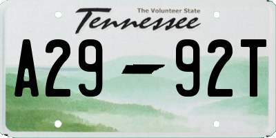 TN license plate A2992T