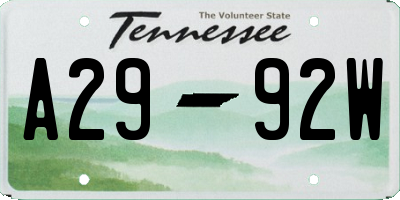 TN license plate A2992W
