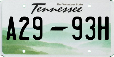 TN license plate A2993H