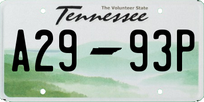 TN license plate A2993P
