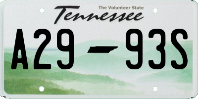 TN license plate A2993S