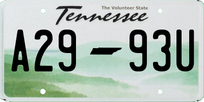 TN license plate A2993U