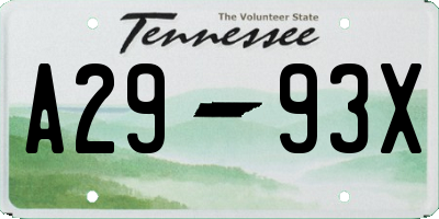 TN license plate A2993X