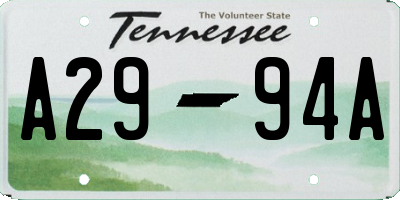 TN license plate A2994A