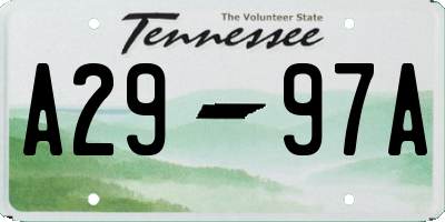 TN license plate A2997A
