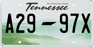 TN license plate A2997X