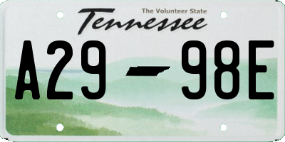 TN license plate A2998E
