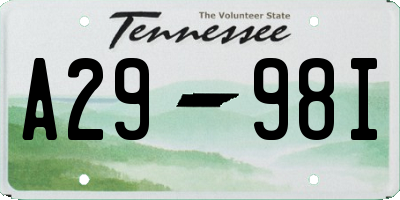 TN license plate A2998I