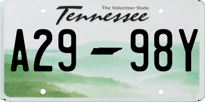 TN license plate A2998Y