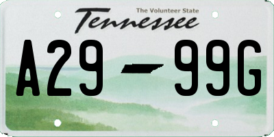 TN license plate A2999G