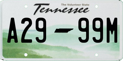 TN license plate A2999M