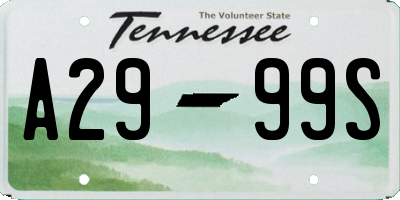 TN license plate A2999S