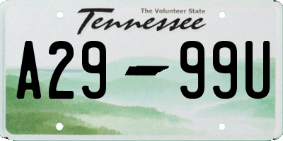 TN license plate A2999U