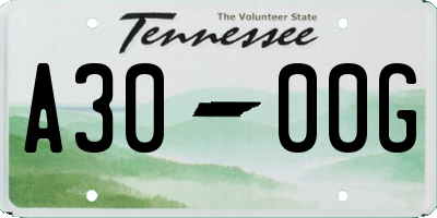 TN license plate A3000G