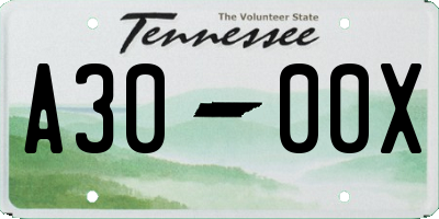 TN license plate A3000X