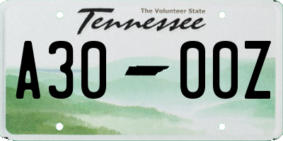 TN license plate A3000Z