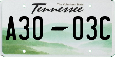 TN license plate A3003C