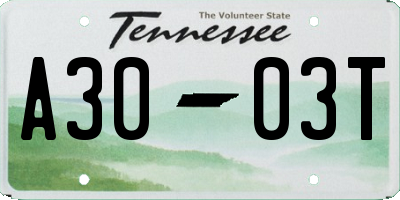 TN license plate A3003T