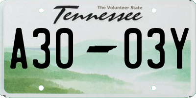 TN license plate A3003Y