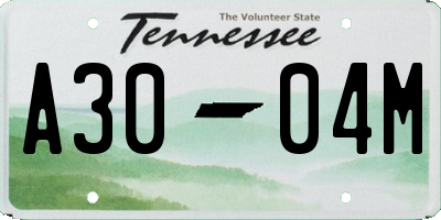 TN license plate A3004M